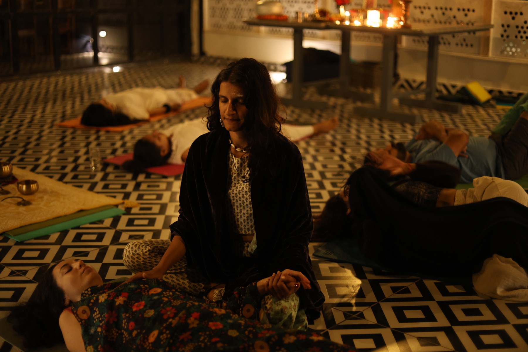 An evening meditation session
