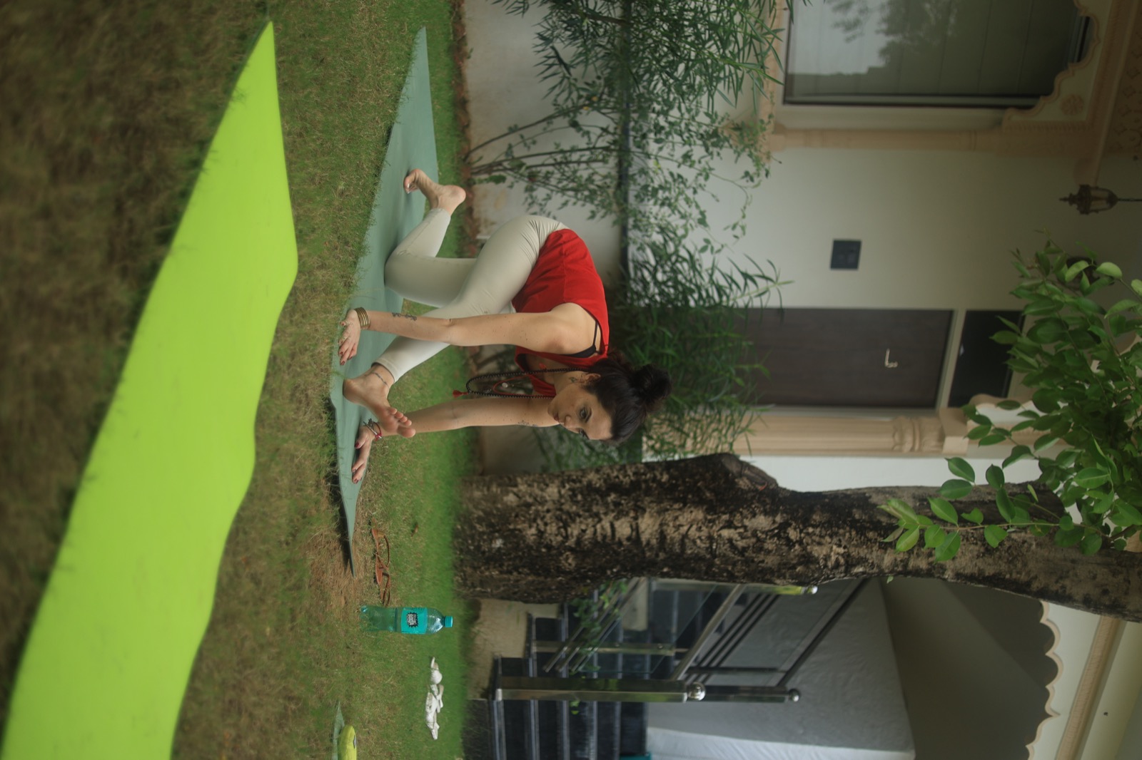 Yoga movement during the Ranthambore retreat